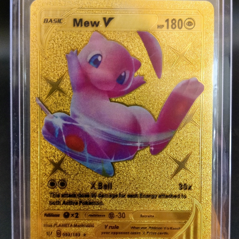 Mew V 069/189 Sword & Shield Darkness Ablaze Gold Foil FanArt Pokemon Ca…